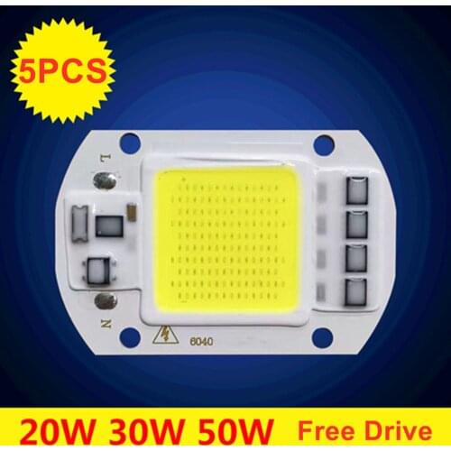 5PCS NEW LED Chip 10W 20W 30W 50W COB Chip LED Lamp 220V 230V 240V No Need Driver for Flood Light Spotlight Lampada DIY Lighting