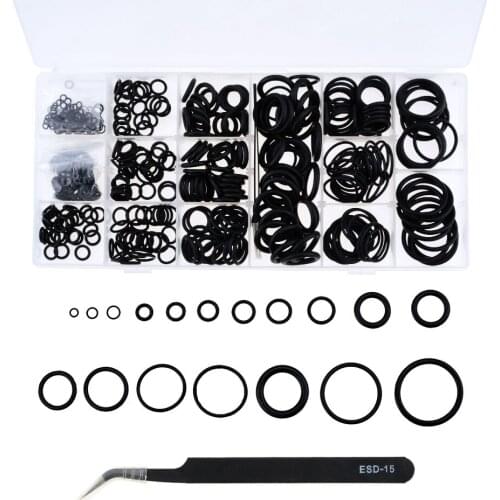 500PCS/Box O Ring Rubber Washer Seals Assortment Black O-Ring Seals Set Washers For Car Gasket With 1PCS Tweezers