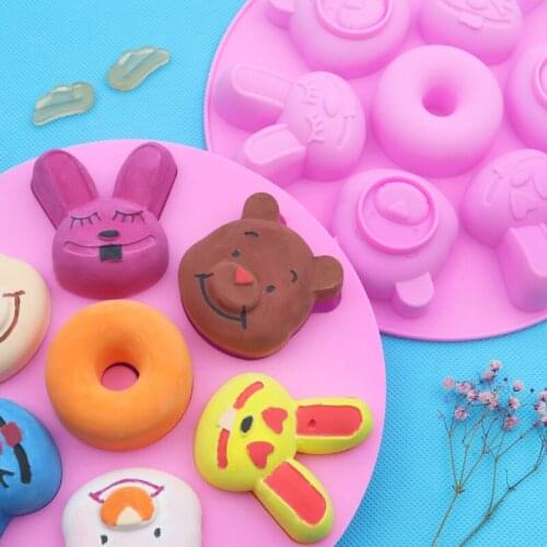 7 Even Bear Rabbit Donut Cake Silicone Mold DIY Chocolate Mold XG271