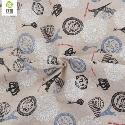 Transmission Tower Pattern Cotton Linen Metre Fabric DIY Decoration Fabric For Patchwork Curtain Cushions, 155*50CM M90