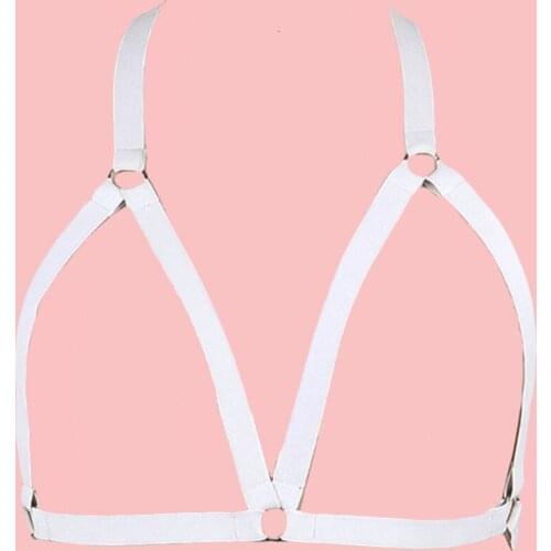White Harness Lingerie Wedding Bride Garter Body Harness Open Chest Cage Bra Pastel Goth Top Bondage Belt