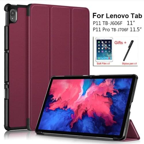 Case for Lenovo Tab P11 TB-J606F P11 Pro Tri-fold Smart Slim Lightweight Multiple Angle Stand Folio Case with Auto Wake/Sleep