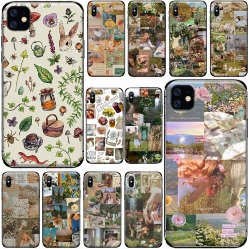 Cottagecore ins style poster Phone Case for iPhone 11 12 pro XS MAX 8 7 6 6S Plus X 5S SE 2020 XR Soft silicone