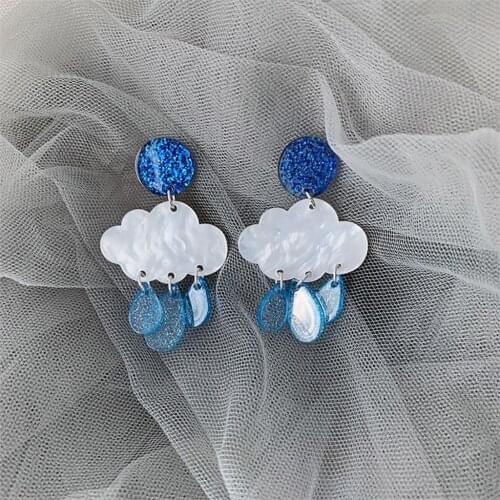 DoreenBeads Creative Weather Collection Stud Earrings White Blue Drizzle Cloud For Women Party Club Fashion Earring Jewelry