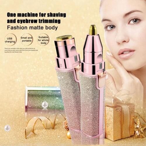 2 In 1 Electric Eyebrow Trimmer Makeup Painless Eye Brow Epilator Mini Shaver Razors Women Portable Facial Body Hair Remover