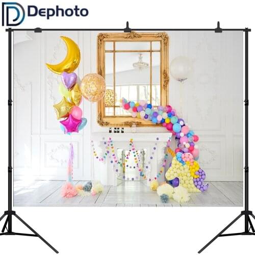 Dephoto Balloons Unicorn Birthday Party Baby Photography Backgrounds Customized Photographic Backdrops For Photo Studio