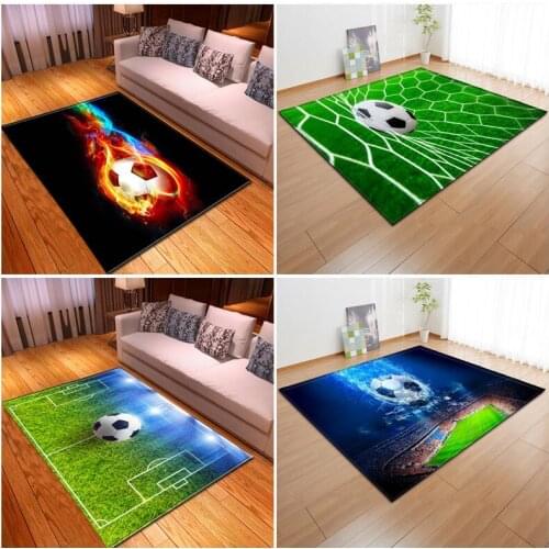 Football Carpet Rugs For Bedroom Living Room Kids 3D Soccer Printing Pattern Rug Large Baseball Basketball Rugby Printing Carpet
