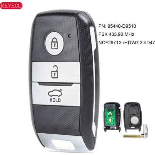 KEYECU 433MHz ID47 Keyless Go Smart Remote Car Key Fob for Kia Sportage 2019-2020 PN: 95440-D9510