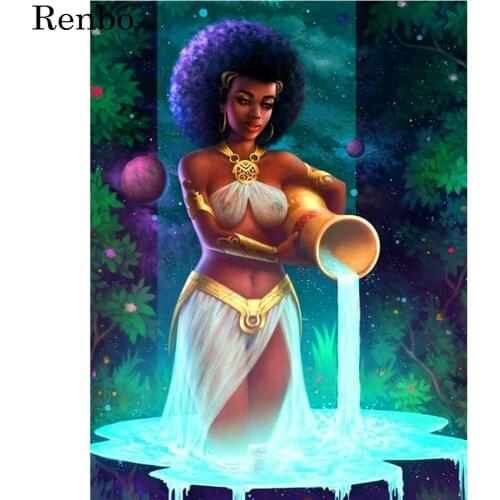 African Woman Aquarius diamond embroidery kits 5D diy diamond painting full square by hand round drill picture of rhinestones