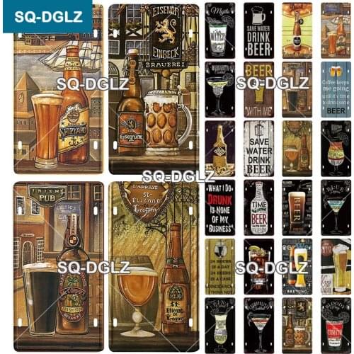 Drink Beer License Plate Metal Sign Tin Sign Vintage Decor Room Decoration Metal Plaque Man Cave Bar Sign Home Decor Beer Post