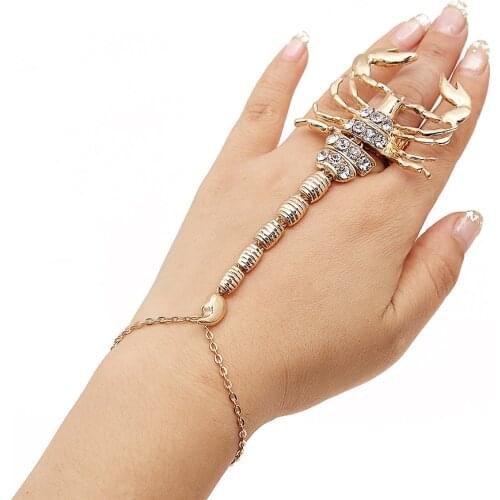 New Exaggerated Punk Scorpion Ring Bracelet Zircon Adjustable Personality Animal Big Ring Unique Hip-hop Rock Style Jewelry