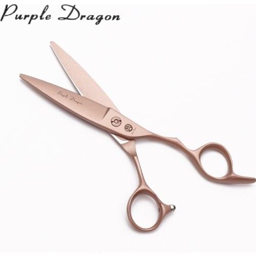 9123# 6" 17cm Purple Dragon 440C Barber Makas Rose Gold Normal Scissors Micro Sawtooth Cutting Shears Professional Hair Scissors