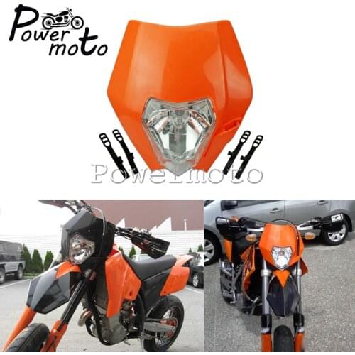 Orange Motocross Headlight Enduro Supermoto Dirt Bike Head Lamp Fairing Light For 450 SX-F 250 SX 200 EXC XC-W XC-F 125 350