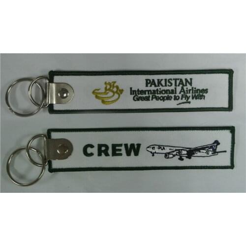 Pakistan International Airlines Great People To Fly With Crew Custom Embroidered Fabric Keychain With Logo