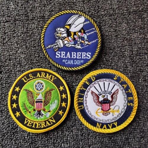 U.S Sea Army Navy Seebees Armband Military Tactical Veteran Embroidery Velcro Patches Bags Badge Clothing Stickers Appliques