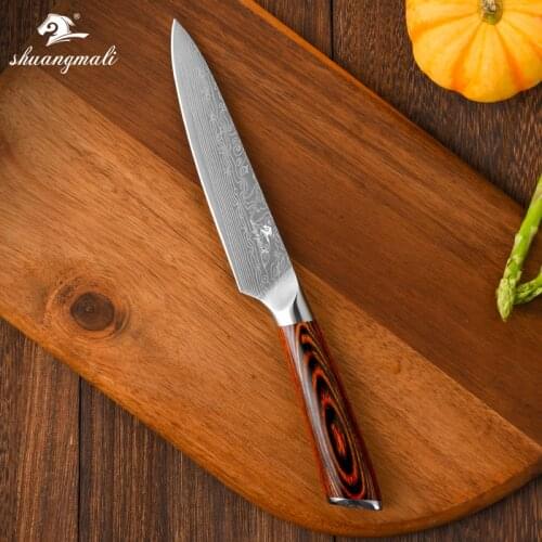 Shuangmali 5 Inch Fruit Paring Knife 5Cr15 Stainless Steel Utility Kitchen Peeling Knives Sharp Small Slicing Cleaver Knife