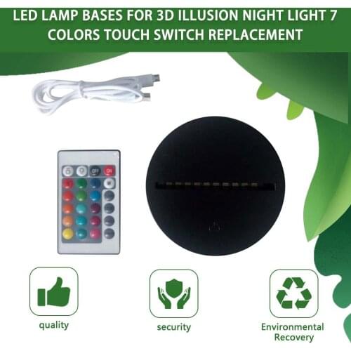 LED Lamp Bases for 3D Illusion Night Light 7 Colors Touch Switch Remote Control Replacement Base for 3D Table Desk Lamps