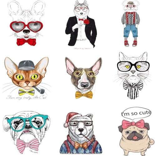 Iron-on Transfers for Clothing Patches for Clothes Cat Stickers Flex Fusible Transfer Diy Cartoon Patch Vinyl Adhesive Stripe F