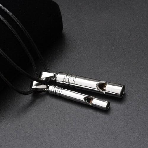 Titanium Steel Whistle Portable Keychain Necklace Pendants Whistle EDC Keyring for Emergency Survival Outdoor Hiking Camping