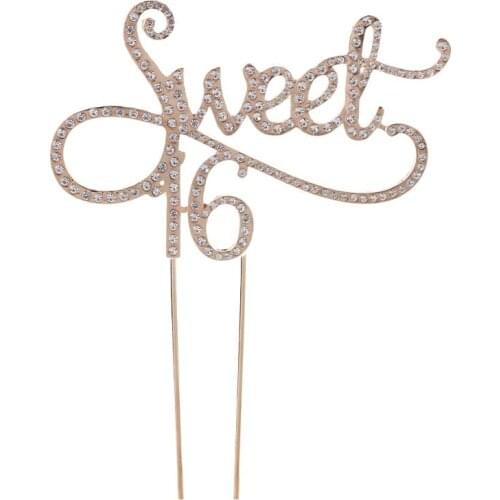 Sweet 16 Cake Topper 16th Birthday Party Themes With Rhinestone Decoration Anniversary Supplies