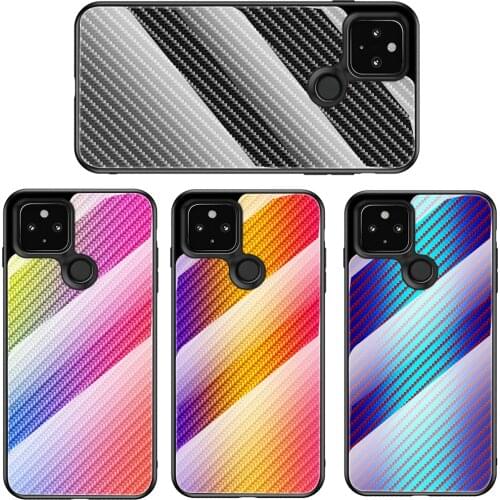 UYFRATE Slim Carbon Fiber Gradient Phone Case For Google Pixel 5 XL 4A 5G 4 XL 3A XL 3 2 XL Pixel Smooth Tempered Glass Cover
