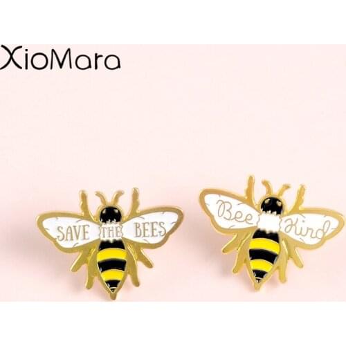 Bee Kind Save The Bees Inspirational Pins Collections Motivational Honey Bee Enamel Pin Quote Lapel pin Brooches Animal Gifts