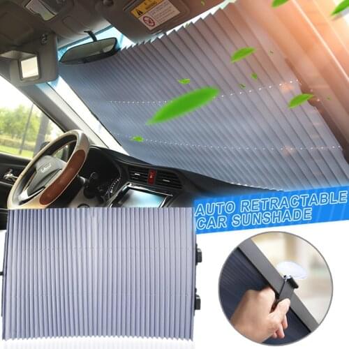 Retractable Car Windshield Sun Shade Curtain UV Protection Sun Visor Blocks Cover Outdoor 130 x46cm TD326