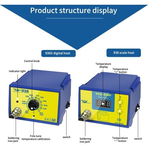 YCD-936D lead-free soldering station thermostat electric soldering iron 936 soldering station 65W