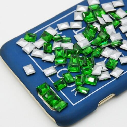 Emerald Color Rectangle Shape Glass Crystal Fancy Stone Silver Bottom Crystal Point back Stone 2x4mm 2.5x5mm 3x7mm 5x10mm 8x10mm
