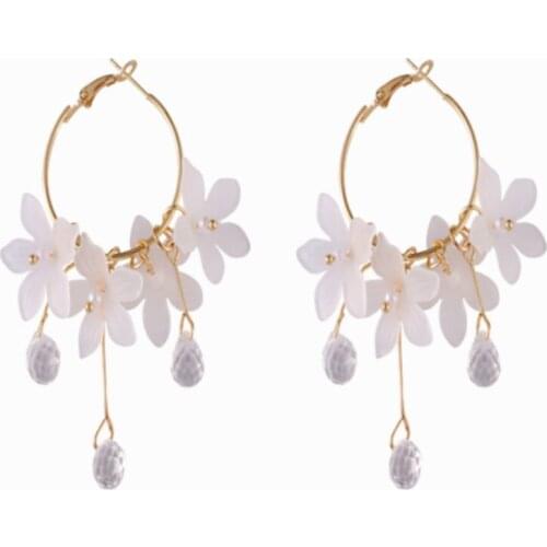 New female dust flower long pearl Stud earrings Acrylic jewelry fashion woman earrings 2019 fine jewelry accessories earrings