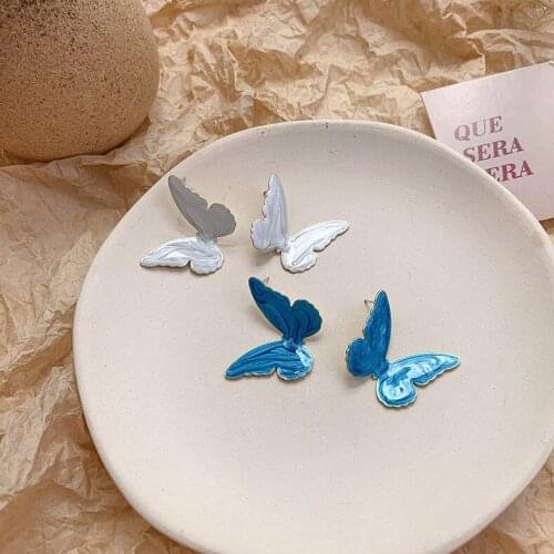 2021 New Korean Drip Oil Butterfly Fairy Alloy Trendy Sweet Stud Earrings For Women Fashion Jewelry Party Gift Oorbellen Brincos