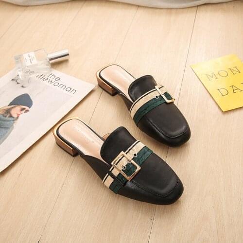 Ladies Slippers Leather Shoes Women Slippers 2020 Summer Slippers Korean Style Mules Shoes Women Luxury Shoes Women Designers