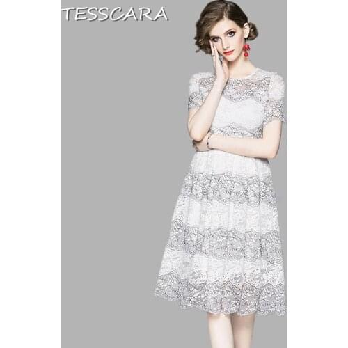 TESSCARA Women Summer Elegant Lace Dress Festa Female High Quality Long Wedding Party Robe Femme Designer Flower Girl Vestidos