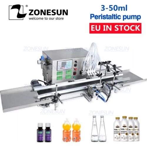 ZONESUN Automatic Desktop CNC Peristaltic Pump Liquid Filling Machine With Conveyor Alcohol Perfume Filling Machine Water Filler