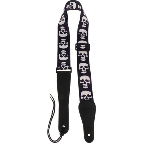 2'' Wide Skull Guitar Strap with PU Leather Ends for Acoustic Guitar Replacement