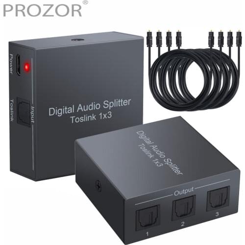 3 way Spdif Toslink Optical Digital Audio Splitter One input 3 Outputs For PS3 STB Xbox VHS VCR LPCM 2.0 DTS With Optical Cable
