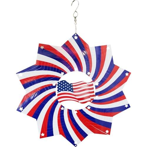 3D Stainless Steel Wind Spinner American US Flag Wind Spinner Garden Yard Decoration Garden Balcony Wall Art Hanging Hot Sale