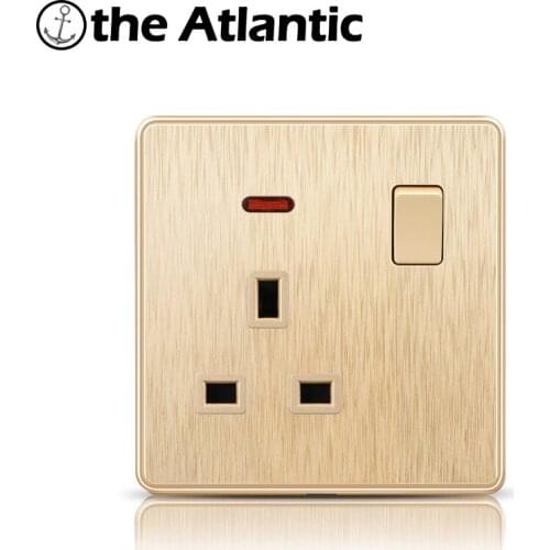 Atlectric UK Standard Plug Socket Household Wall Power Electrical Socket Switch Control Socket 13A Outlet Aluminum Alloy Panel