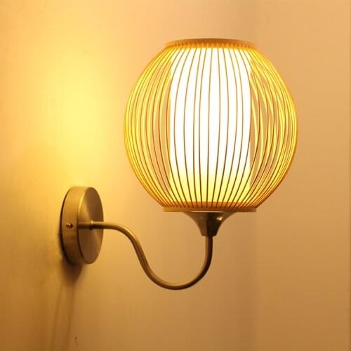 Bamboo southeast corridor balcony stairs lamp Chinese style bedroom bedside lamp wall lamp creative garden minimalist ZA
