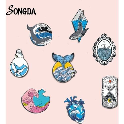 Cartoon Sea Whale Lapel Pin Woman Cute Handmade Acrylic Brooch Art Pins Badges for Clothes Bag Hat Accessories Kids Xmas Gifts