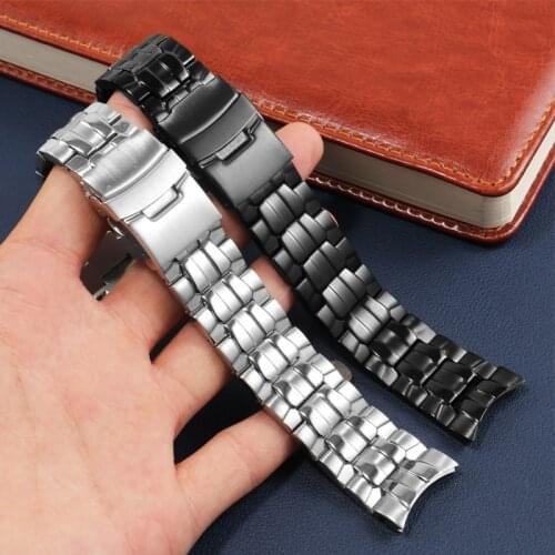CICIDD Arc Interface Fine Steel Watchband Replacement Casio EF-550D Watch Accessories Stainless Steel Mens Watch Chain 22mm