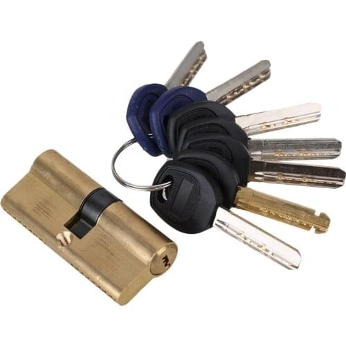 Euro Profile Cylinder Barrel 5 Pin Lock Brass Satin Nickel Finish 70mm With 7 Keys