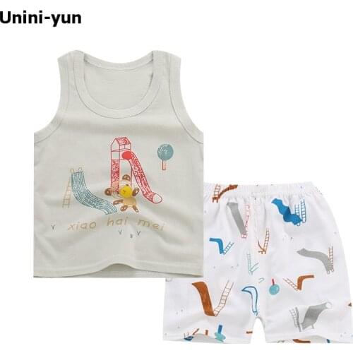 Unini-yun Baby Summer Casual Clothes Set Children Short Sleeve Cartoon T-shirt + Shorts Sport Suit Clothing Sets for Girl