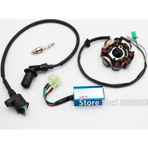 GY6 150CC Go Kart Moped ATV A7TC Spark Plug Magneto Performance CDI Box Ignition Coil (8 Pole) Stator AC new