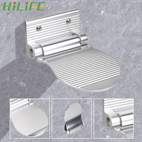 HILIFE Bathroom Rest Pedestal Anti-slip Footrest Shower Footstool Shoe Shine Pedal Wall Mounted Black/Silver Aluminium Alloy