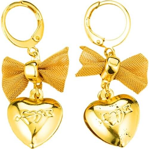 Gold Color Heart Ethiopian Butterfly Earrings Arab African Eritrea Habesha Gifts Jewelry for Women/Girl Wedding Party Love Gift