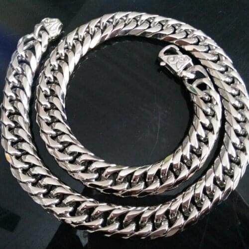 Mens Jewelry Rock Roll Silver Bling Stainless Steel Wide Curb Chain Necklace 13mm/16mm 18in-40in