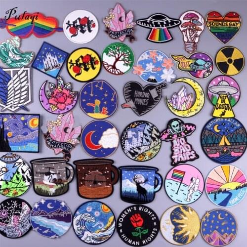 Attack on Giants Embroidery Patches Flowers Applique For Clothing T-Shirt Sewing Stripes Badge Stickers Iron On DIY Decorative