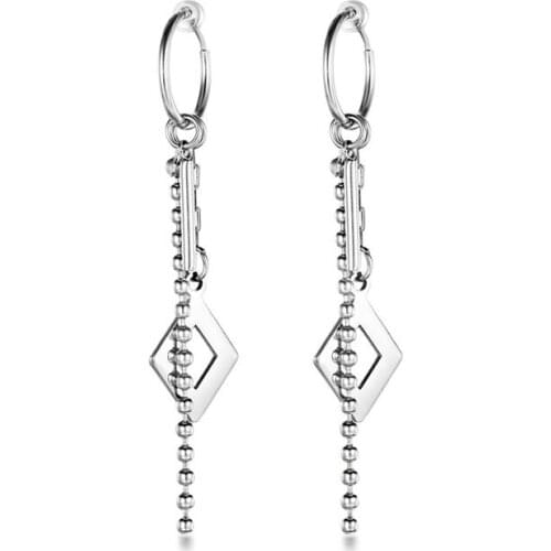 2021 New Silver Color Hanging Tassel Earcuff Clip on Earrings Korean Hoop Earrings Chain Piercing Faux Earrings For Women