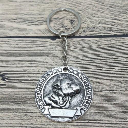 New Trendy Retro Rottweiler Key Chains Fashion Pet Dog Jewellery Rottweiler Car Keychain Bag Keyring For Women Men